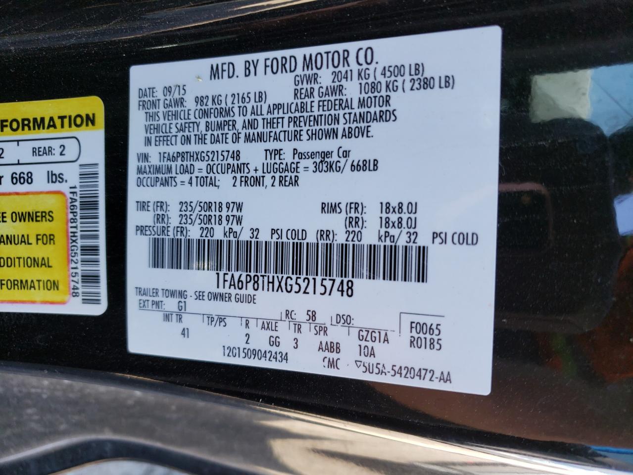 1FA6P8THXG5215748 2016 Ford Mustang