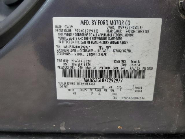 2019 Ford Ecosport Se VIN: MAJ6S3GL8KC292977 Lot: 58097444