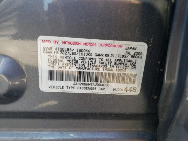 2010 Mitsubishi Lancer Gts VIN: JA32X8HW7AU004230 Lot: 58325464