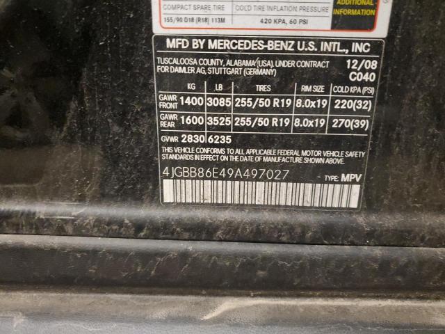 2009 Mercedes-Benz Ml 350 VIN: 4JGBB86E49A497027 Lot: 59553374