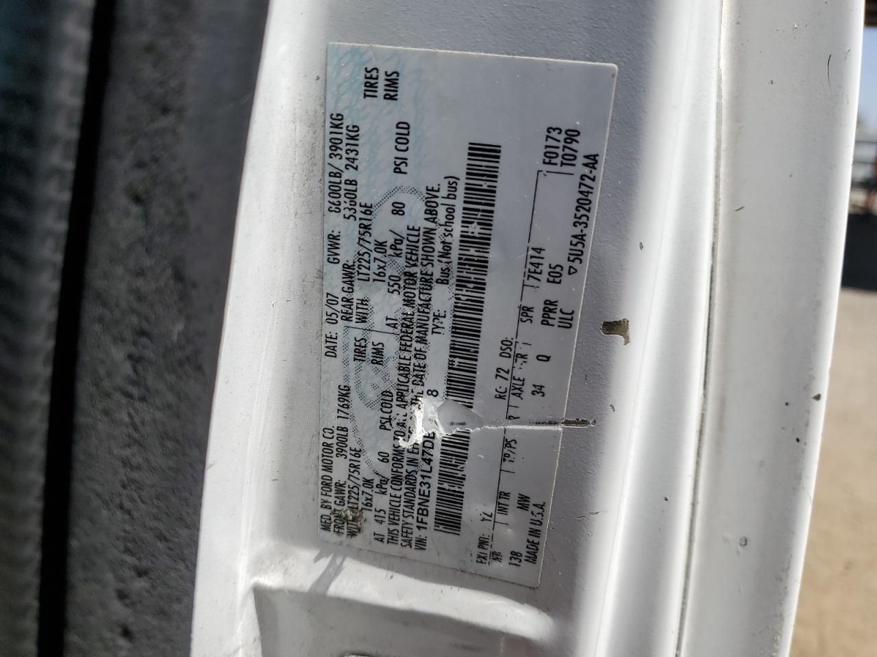 1FBNE31L47DB11868 2007 Ford Econoline E350 Super Duty Wagon