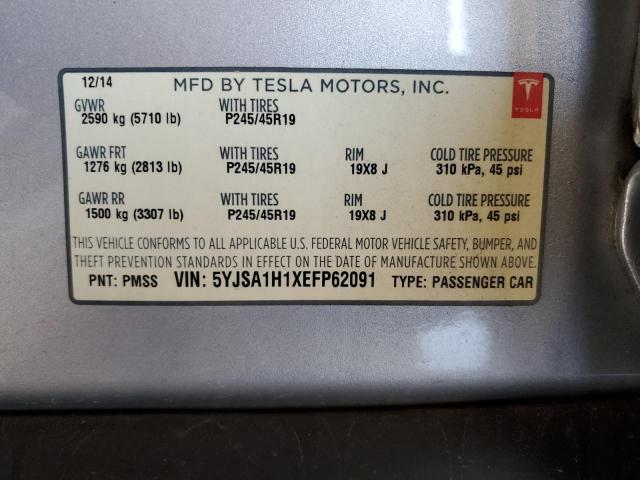 VIN 5YJSA1H1XEFP62091 2014 Tesla MODEL S no.12