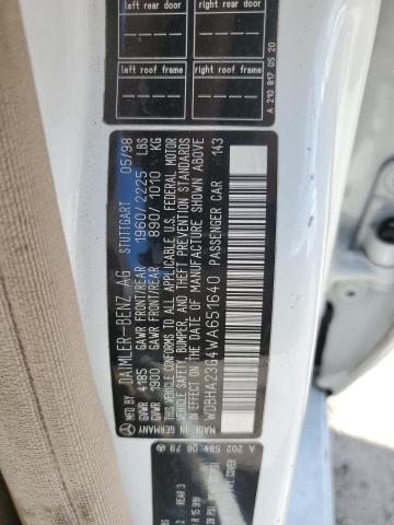 1998 Mercedes-Benz C 230 VIN: WDBHA23G4WA651640 Lot: 58619694