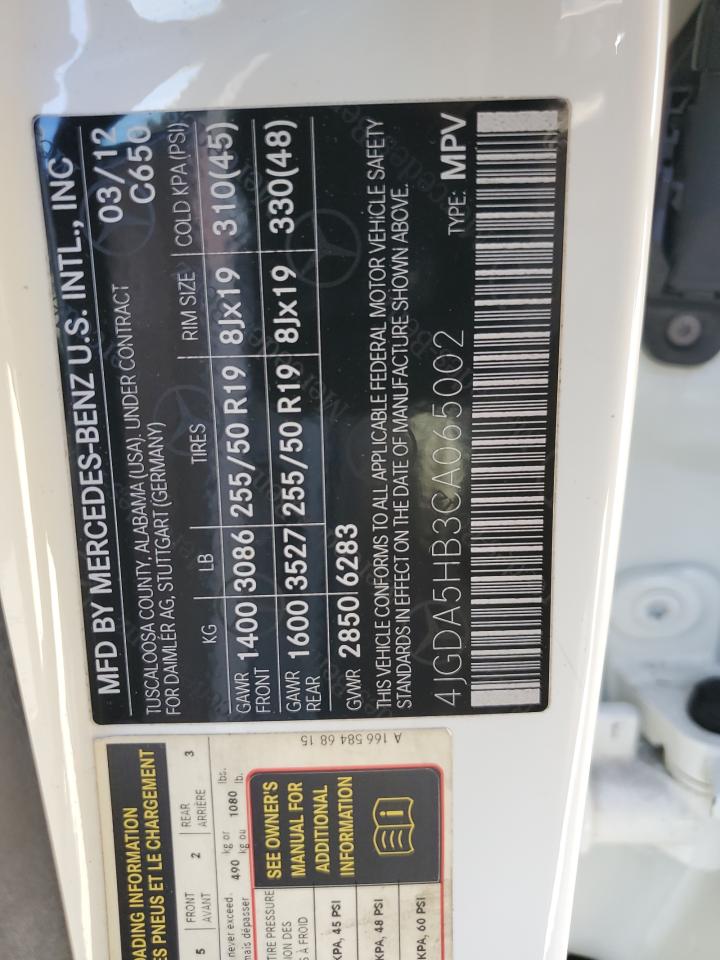 4JGDA5HB3CA065002 2012 Mercedes-Benz Ml 350 4Matic