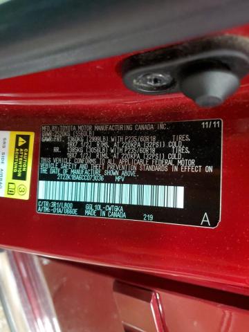 2012 Lexus Rx 350 VIN: 2T2ZK1BA6CC073036 Lot: 59708934