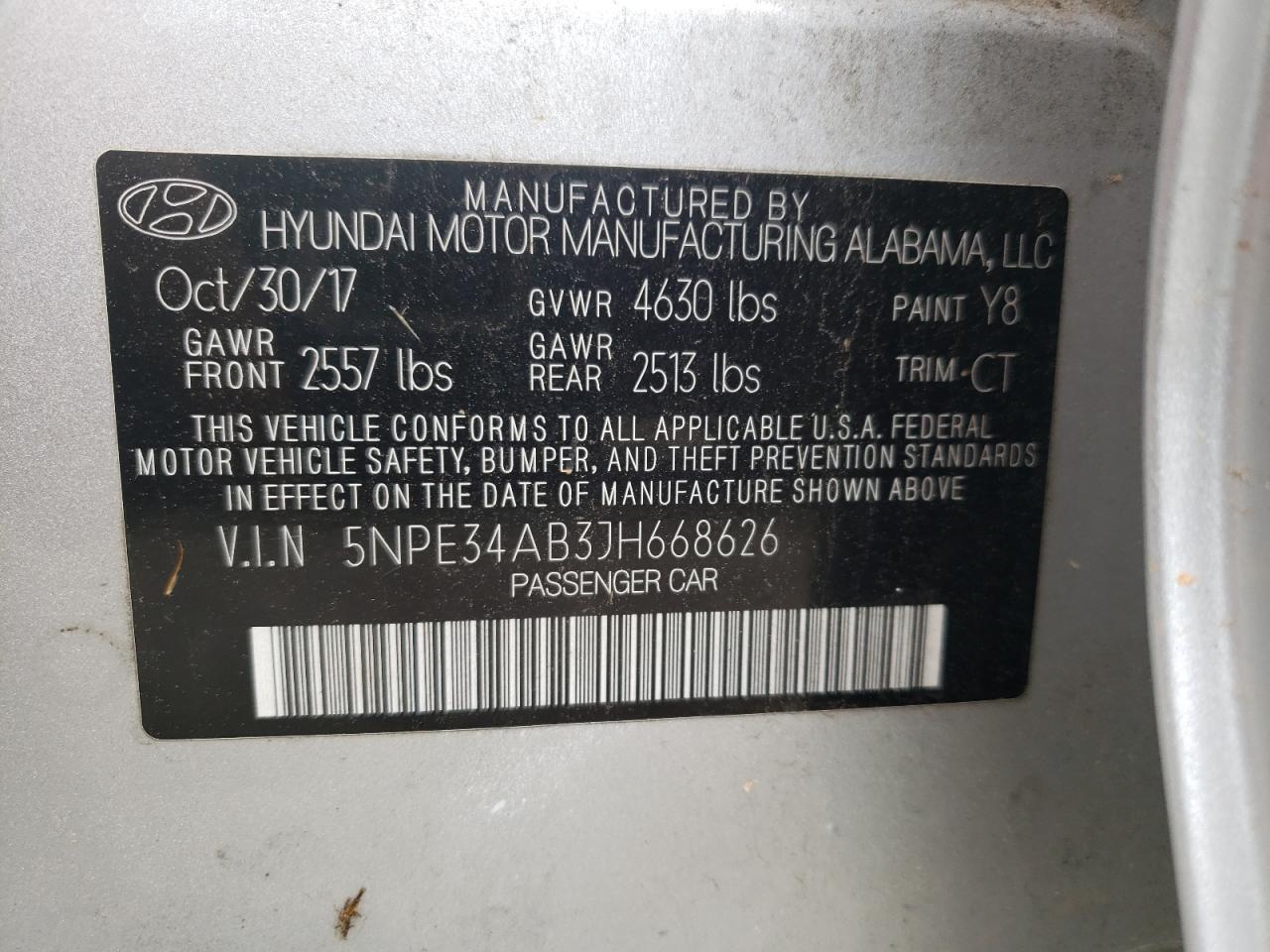 5NPE34AB3JH668626 2018 Hyundai Sonata Sport