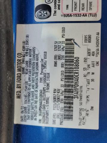 2012 Ford Fusion Se VIN: 3FAHP0HA0CR108060 Lot: 59853684