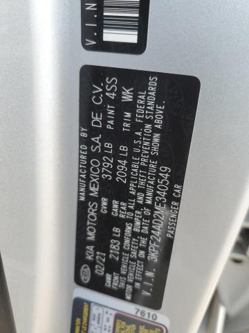 2021 Kia Forte Fe VIN: 3KPF24AD2ME340549 Lot: 58389354