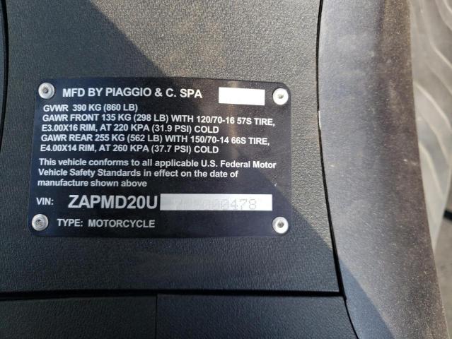 2023 VESPA SCOOTER ZAPMD20U7P5000478