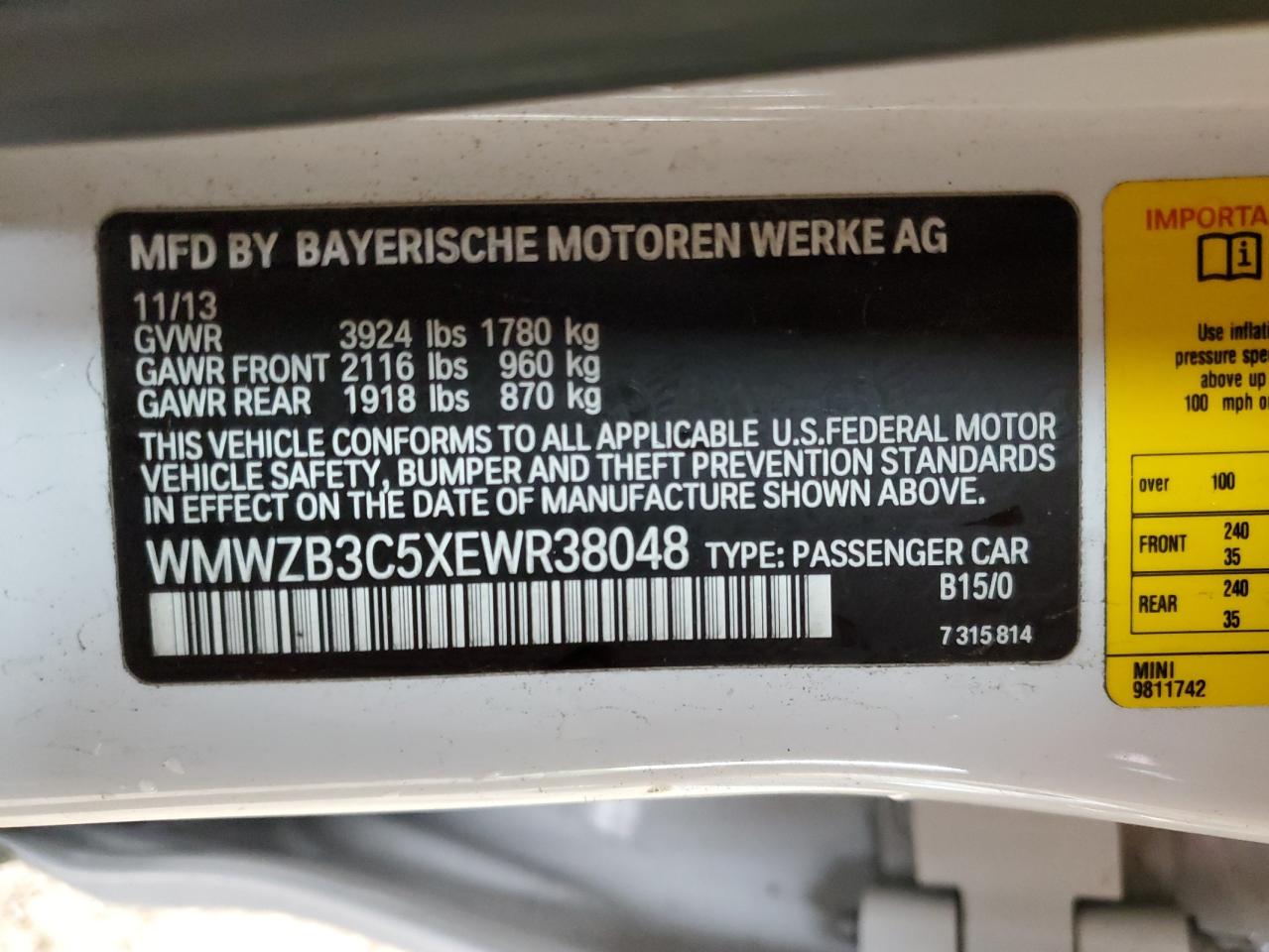 WMWZB3C5XEWR38048 2014 Mini Cooper Countryman