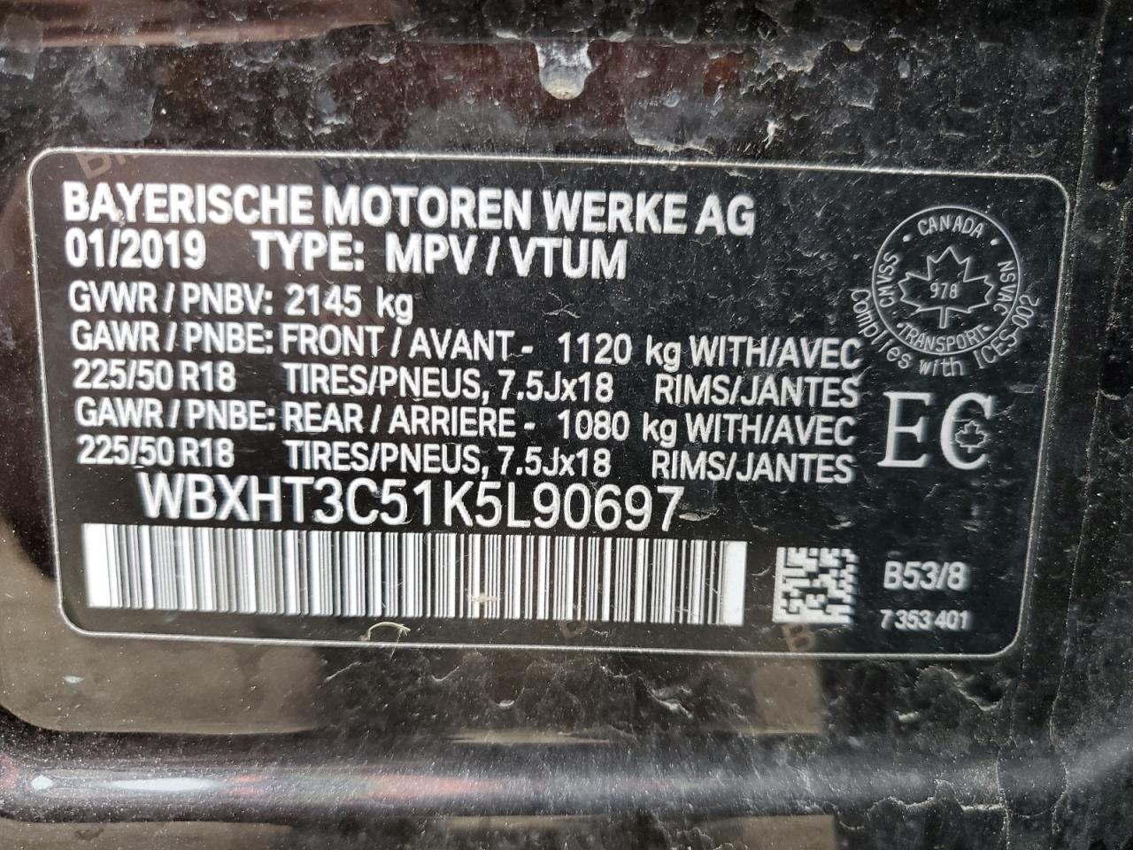 WBXHT3C51K5L90697 2019 BMW X1 xDrive28I