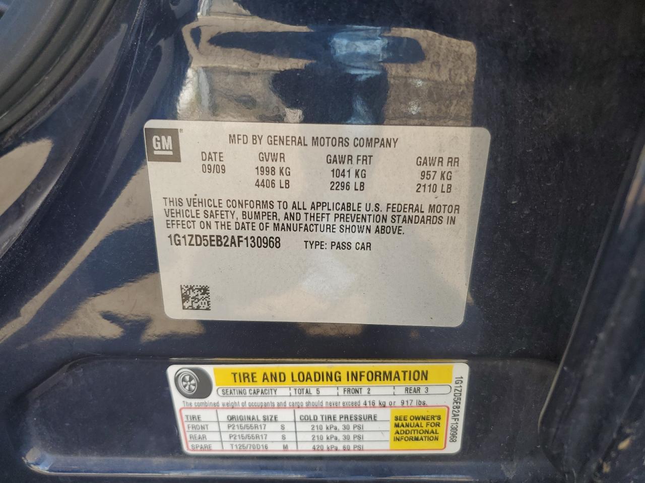 1G1ZD5EB2AF130968 2010 Chevrolet Malibu 2Lt