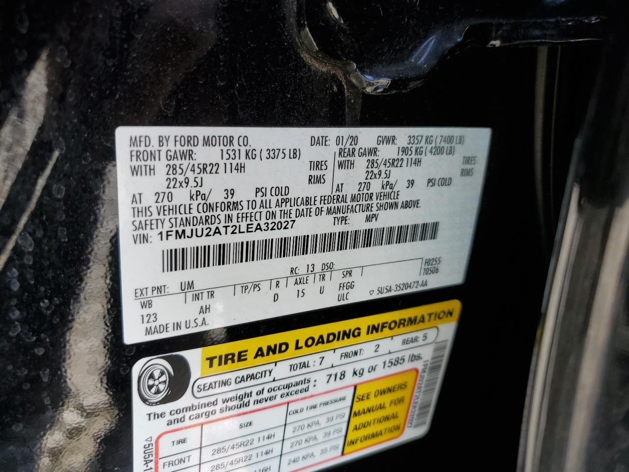 1FMJU2AT2LEA32027 2020 Ford Expedition Limited