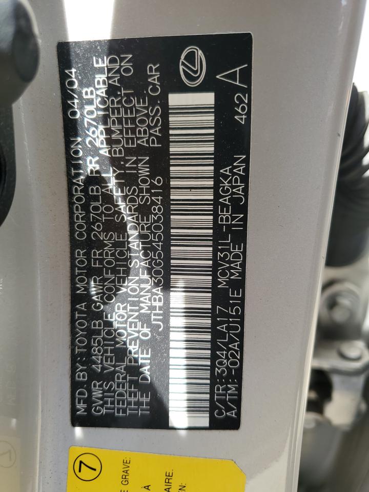 JTHBA30G545038416 2004 Lexus Es 330