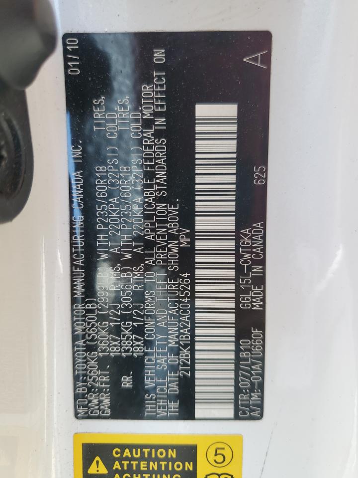 2T2BK1BA2AC045264 2010 Lexus Rx 350