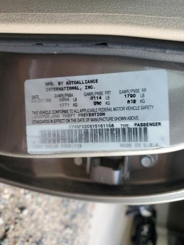 2000 Mazda 626 Es VIN: 1YVGF22C6Y5161168 Lot: 59581064