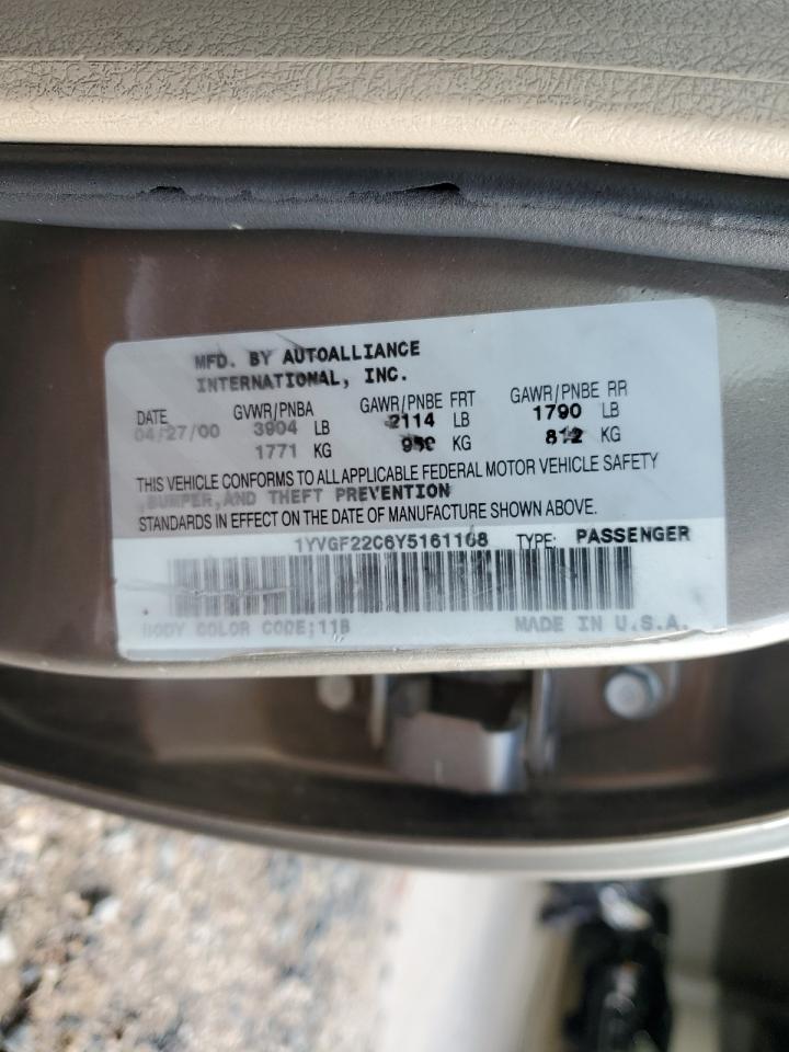 1YVGF22C6Y5161168 2000 Mazda 626 Es