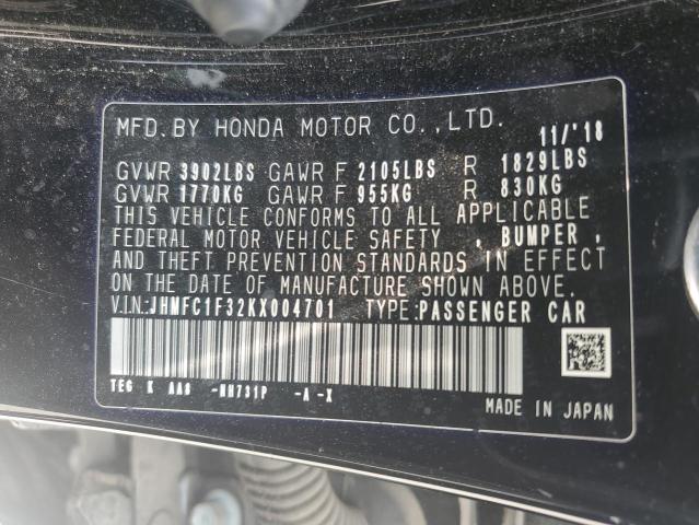 2019 Honda Civic Ex VIN: JHMFC1F32KX004701 Lot: 58578044