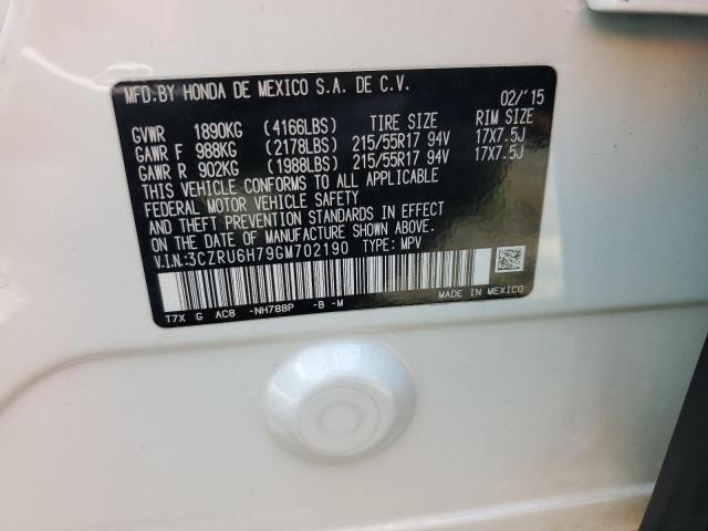 2016 Honda Hr-V Exl VIN: 3CZRU6H79GM702190 Lot: 59563524