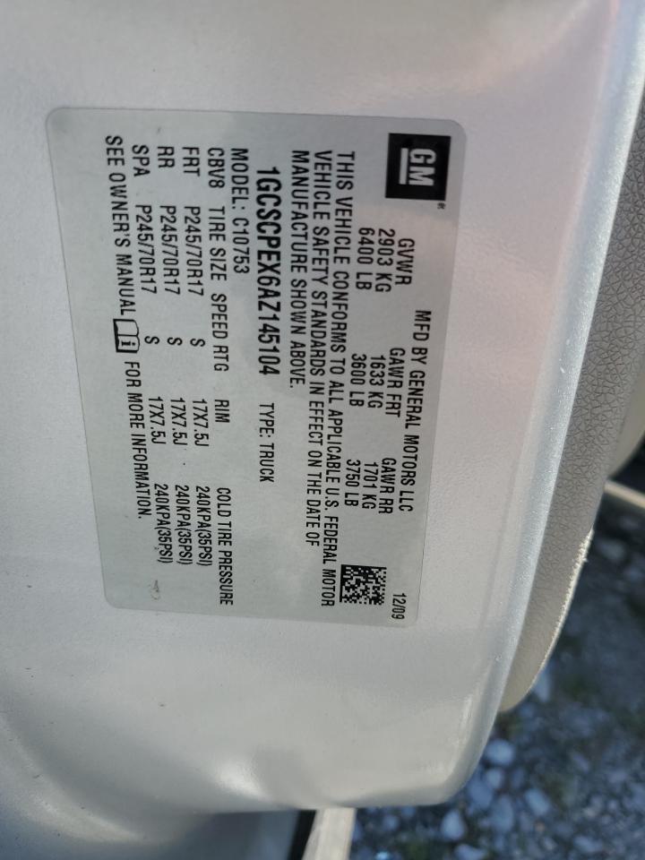 1GCSCPEX6AZ145104 2010 Chevrolet Silverado C1500