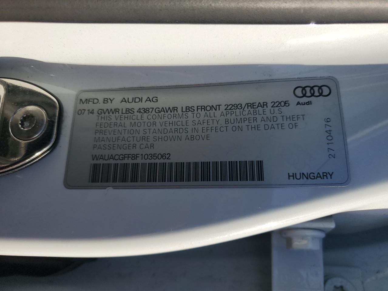 2015 Audi A3 Premium vin: WAUACGFF8F1035062