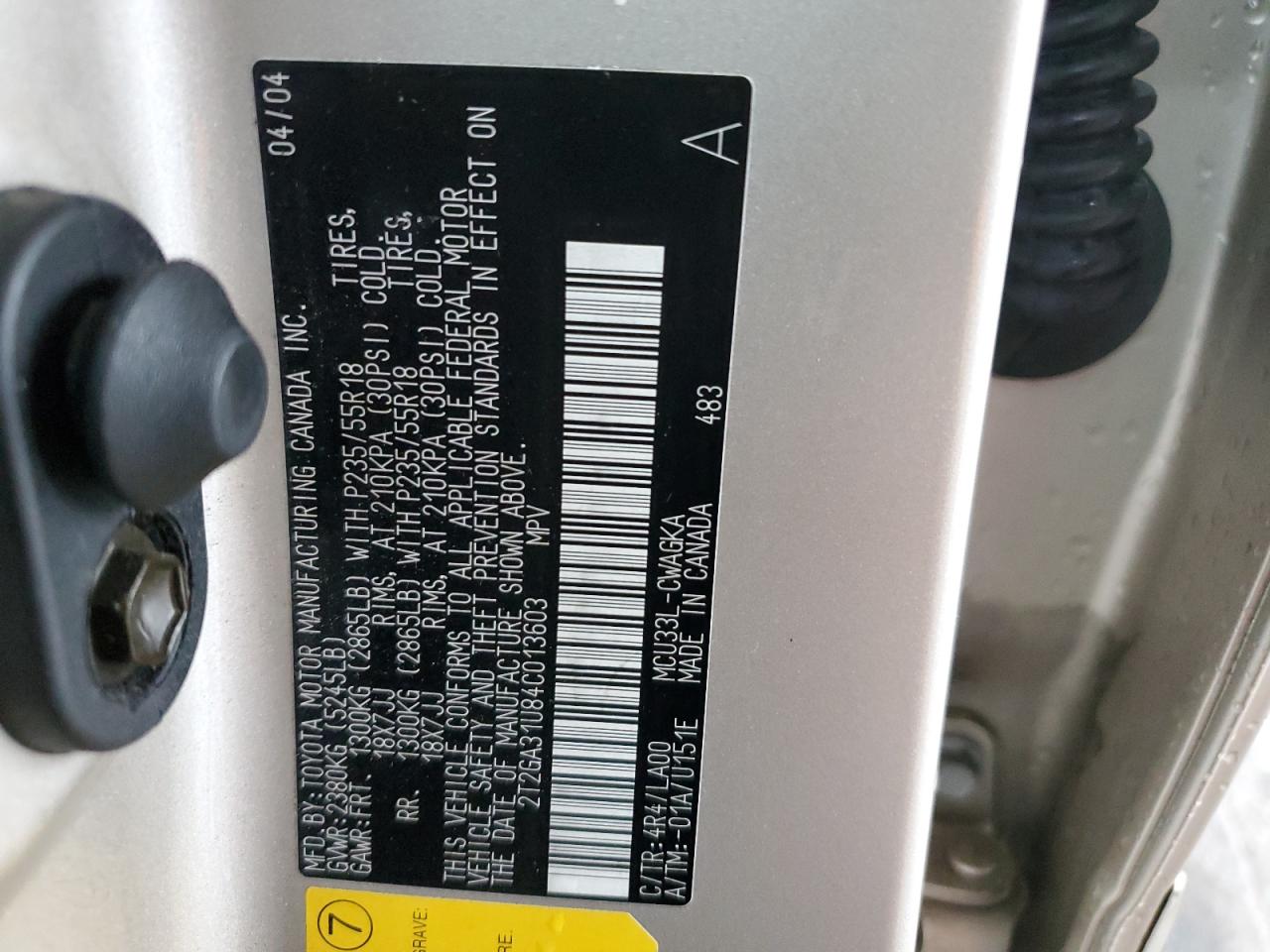 2T2GA31U84C013603 2004 Lexus Rx 330