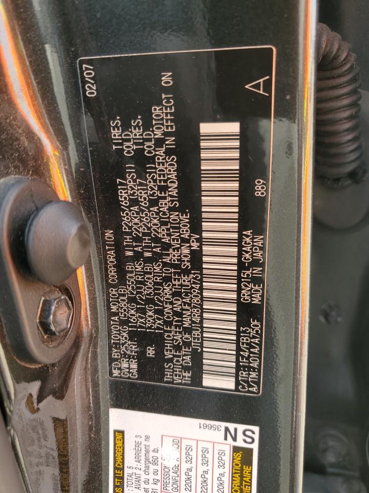 JTEBU14R878094731 2007 Toyota 4Runner Sr5