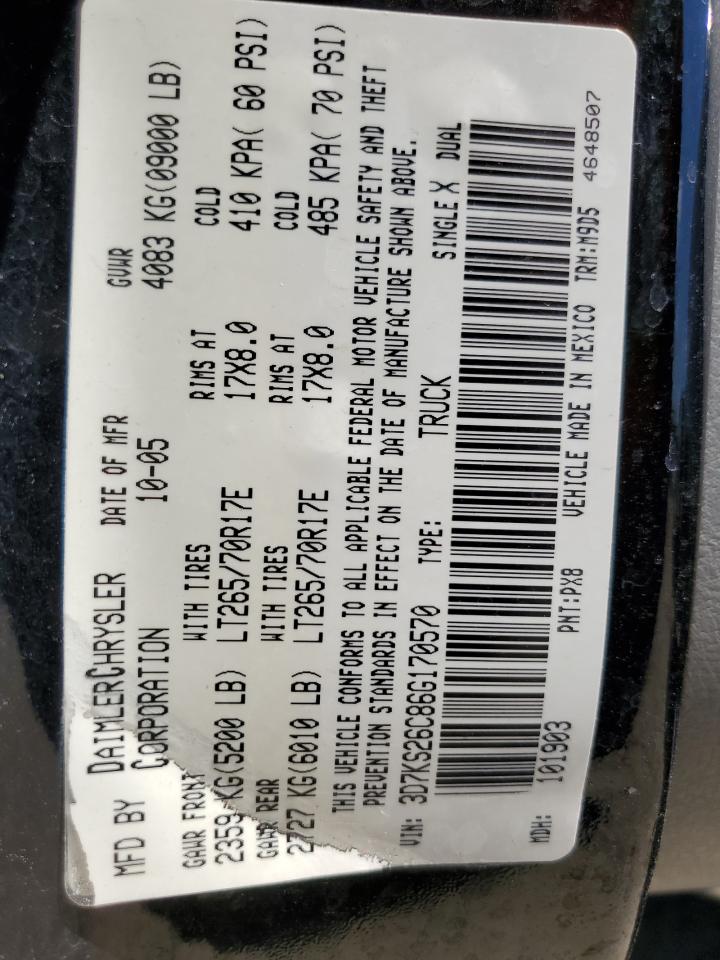 3D7KS26C86G170570 2006 Dodge Ram 2500 St