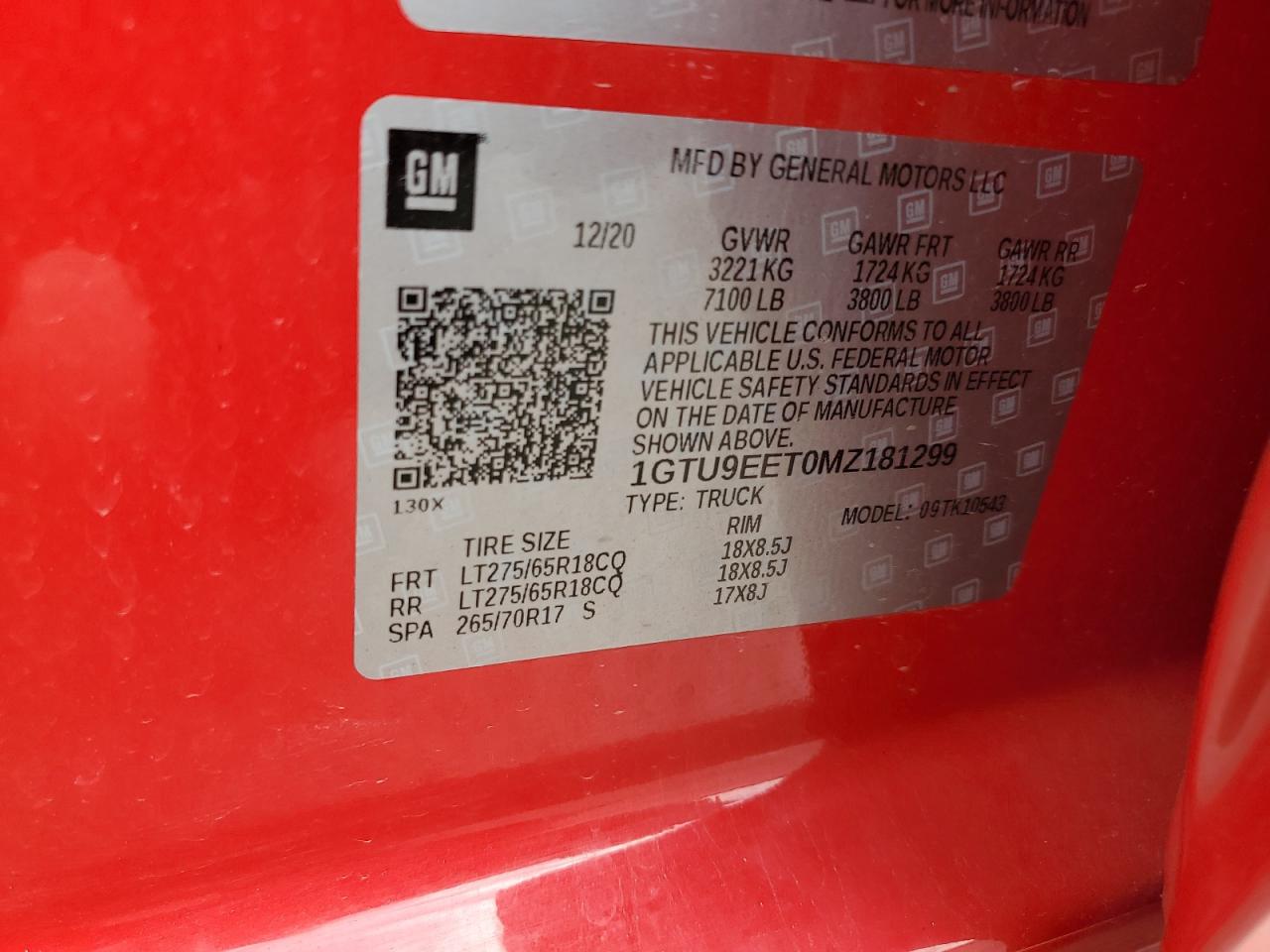 1GTU9EET0MZ181299 2021 GMC Sierra K1500 At4