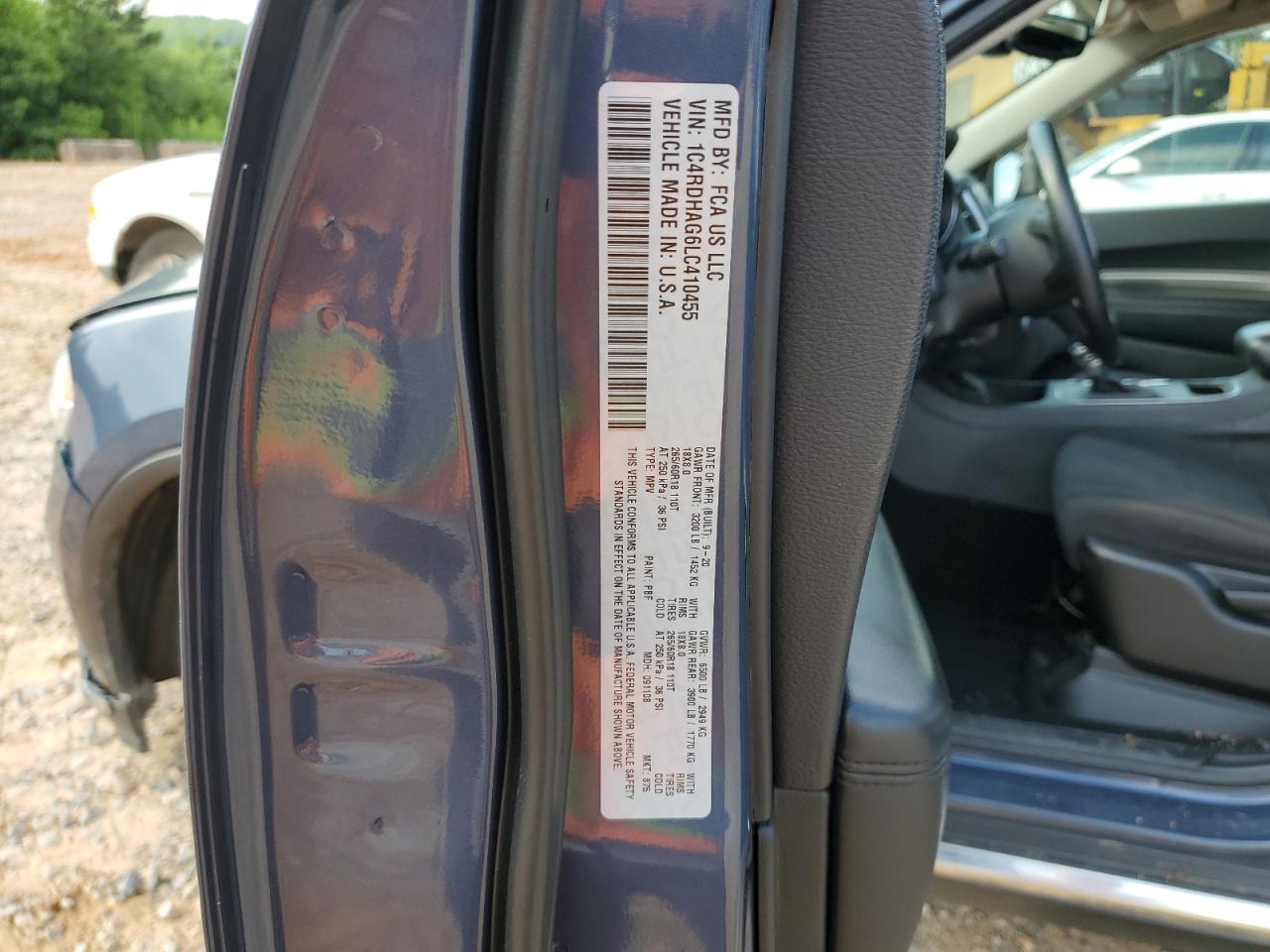 1C4RDHAG6LC410455 2020 Dodge Durango Sxt