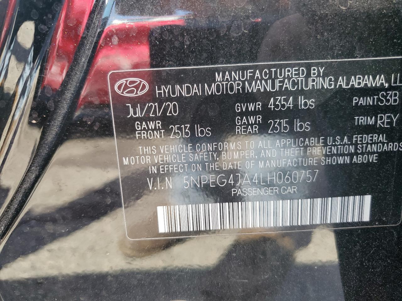 5NPEG4JA4LH060757 2020 Hyundai Sonata Se