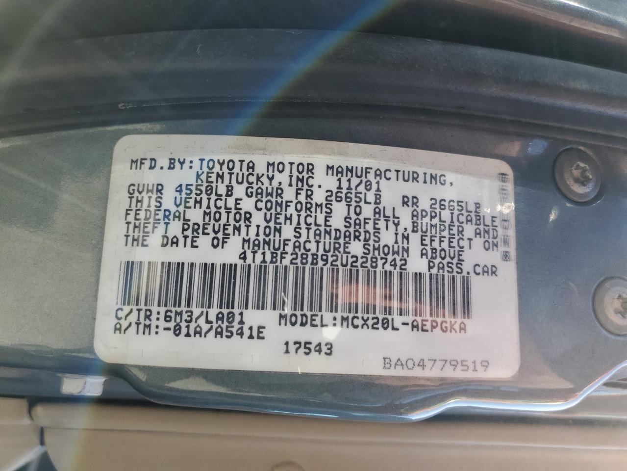 4T1BF28B92U228742 2002 Toyota Avalon Xl