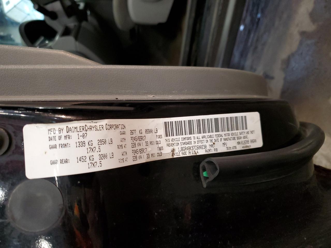 1J8GR48K97C600230 2007 Jeep Grand Cherokee Laredo