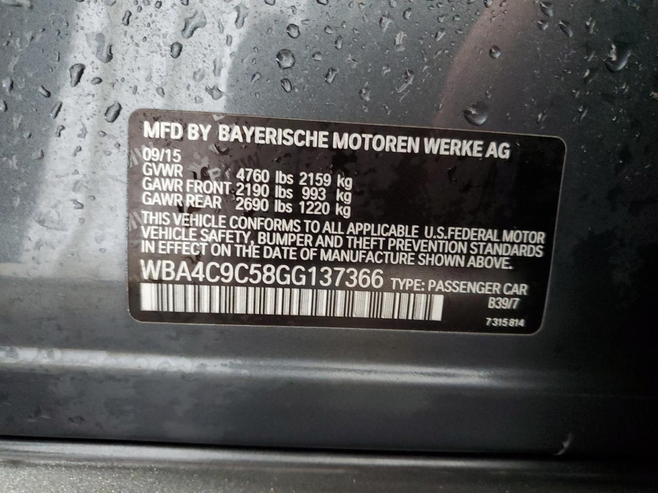 WBA4C9C58GG137366 2016 BMW 428 Xi Gran Coupe Sulev