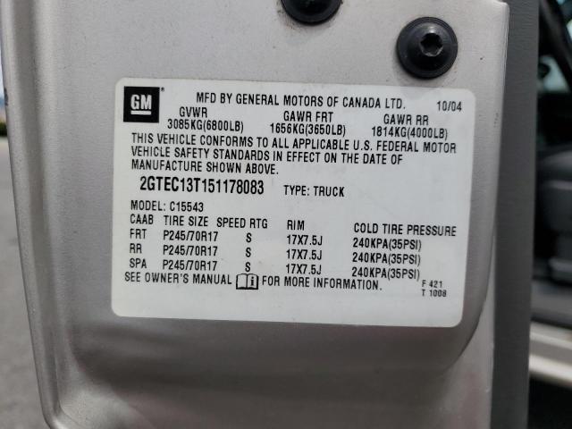 2005 GMC New Sierra C1500 VIN: 2GTEC13T151178083 Lot: 57672954