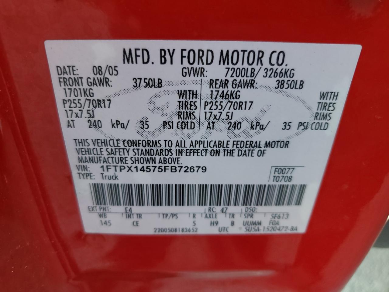1FTPX14575FB72679 2005 Ford F150