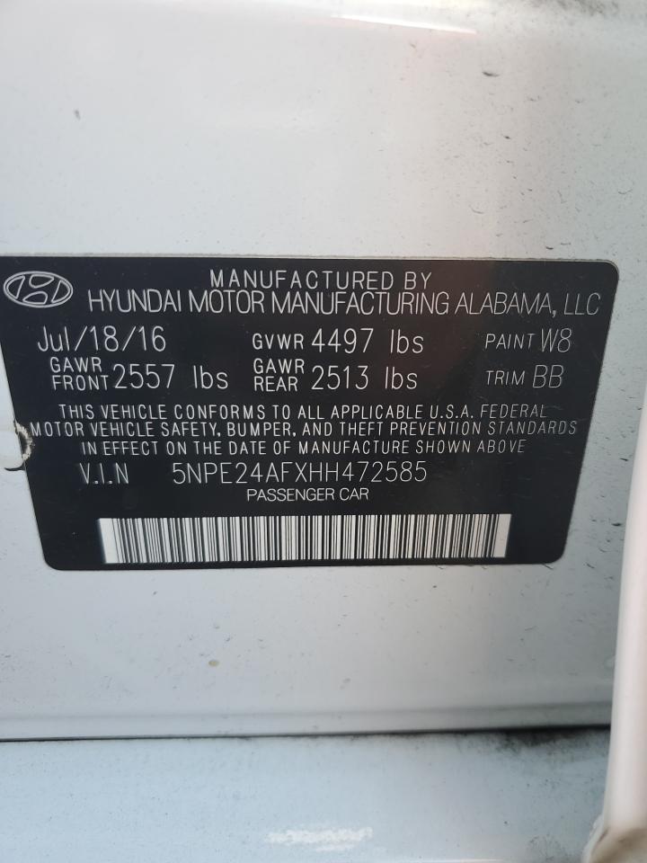 5NPE24AFXHH472585 2017 Hyundai Sonata Se