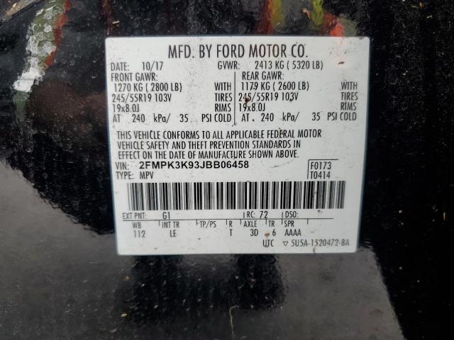 2018 Ford Edge Titanium VIN: 2FMPK3K93JBB06458 Lot: 58421704