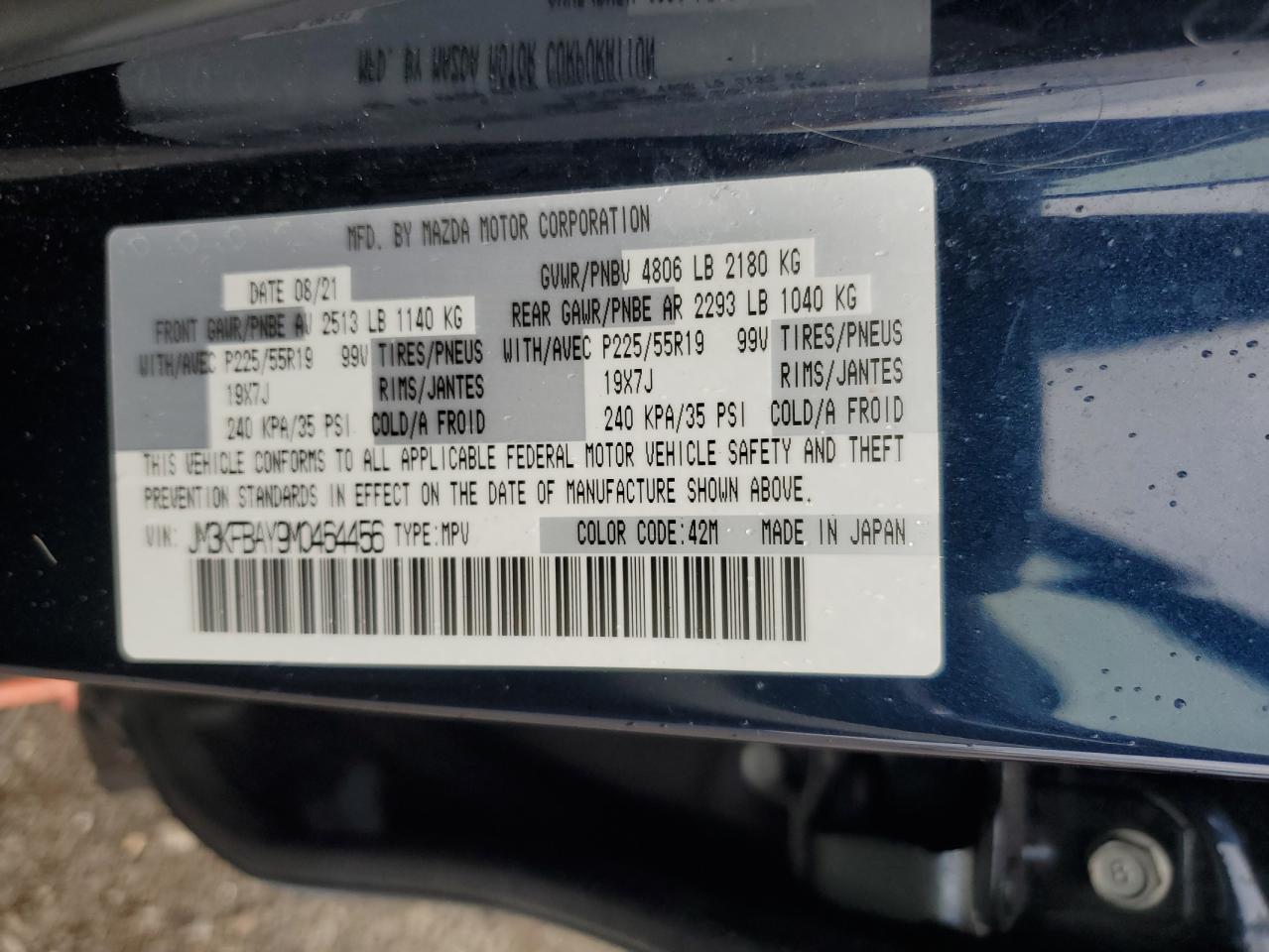 JM3KFBAY9M0464456 2021 Mazda Cx-5 Grand Touring Reserve