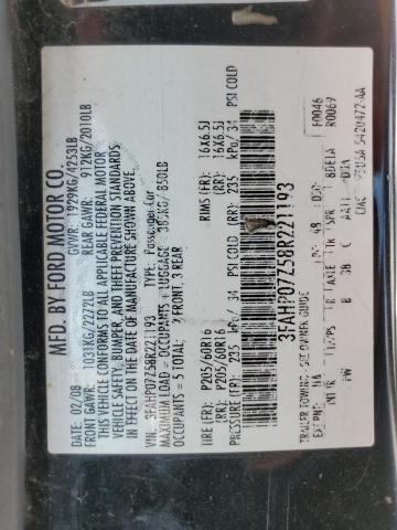 2008 Ford Fusion Se VIN: 3FAHP07Z58R221193 Lot: 60277364