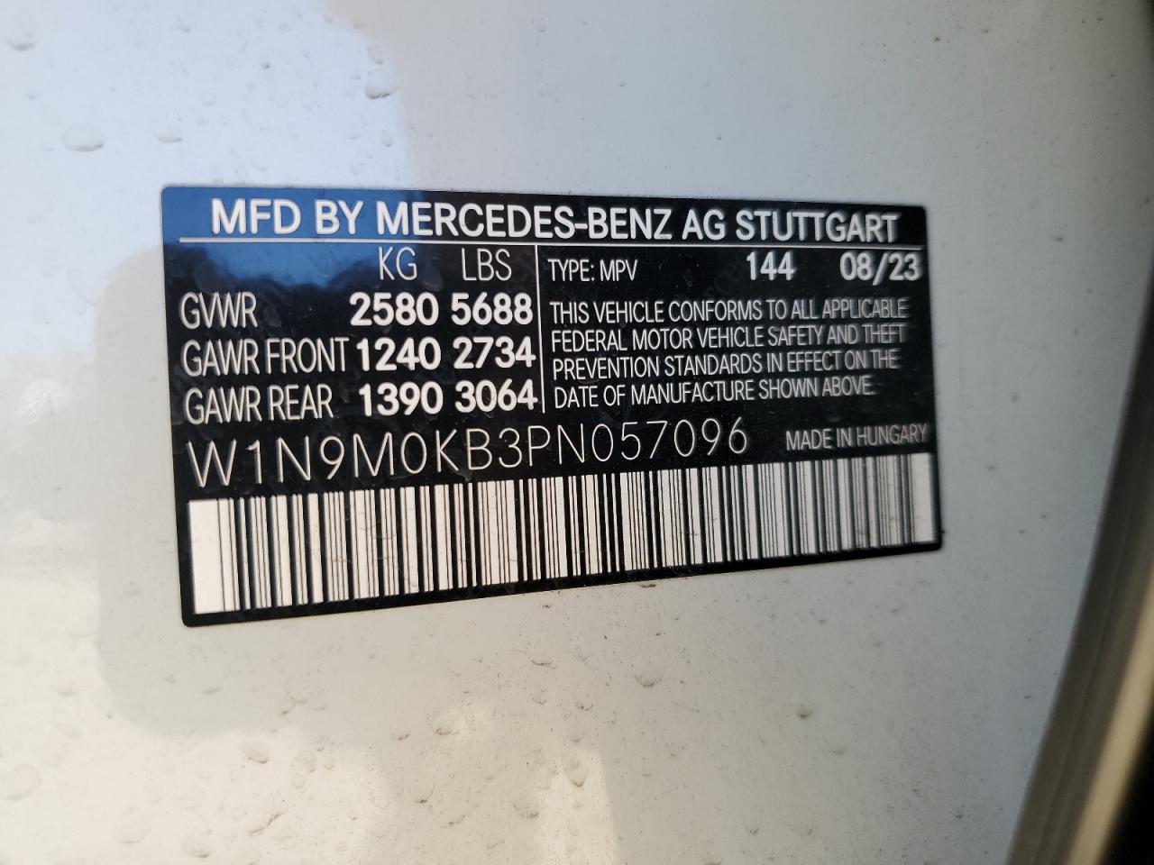 W1N9M0KB3PN057096 2023 Mercedes-Benz Eqb 300 4Matic