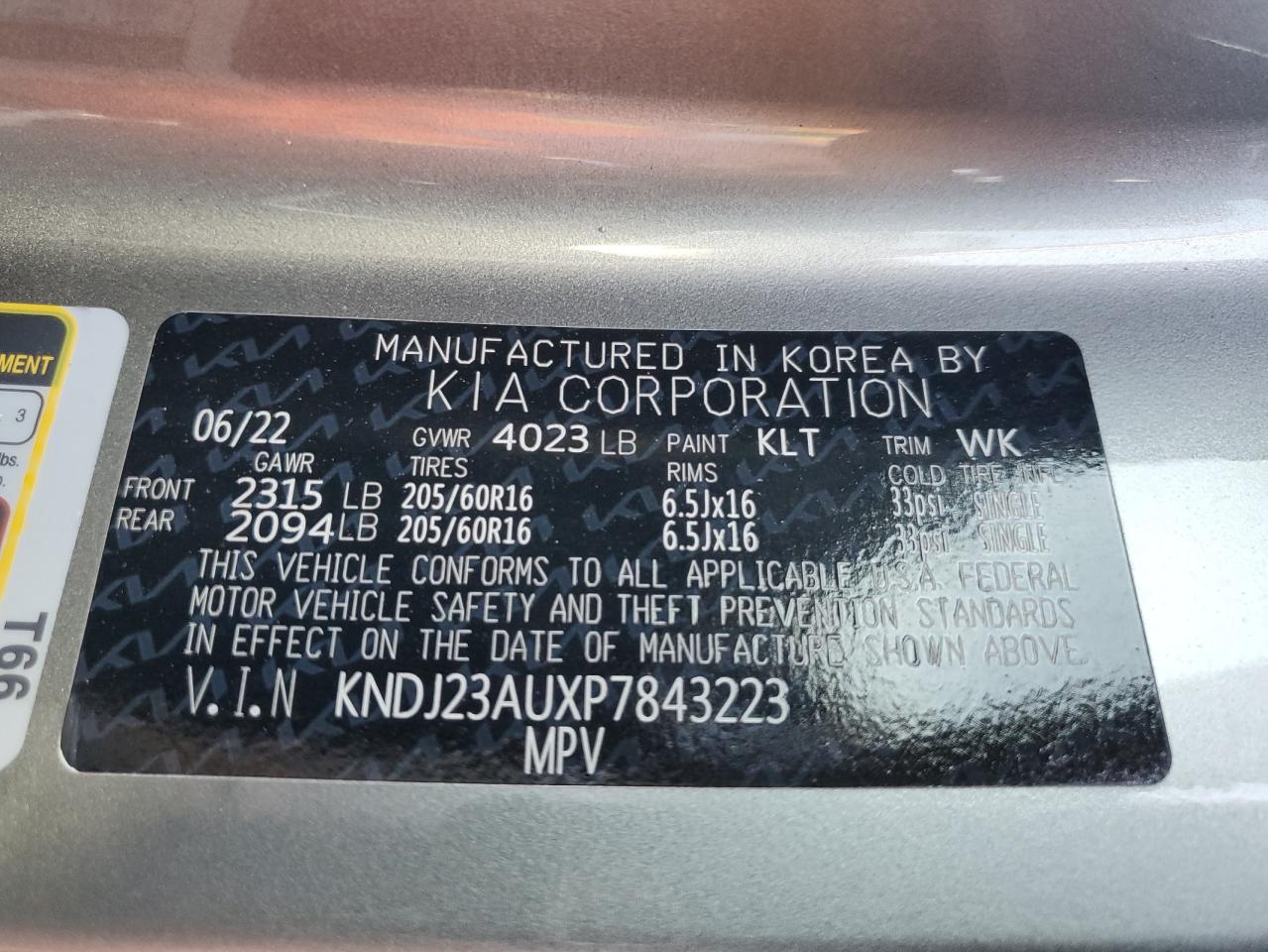 KNDJ23AUXP7843223 2023 Kia Soul Lx