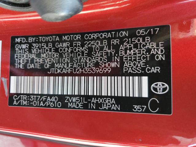 2017 Toyota Prius VIN: JTDKARFU2H3539699 Lot: 57864454