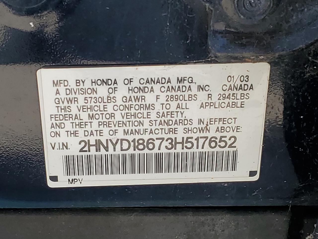 2HNYD18673H517652 2003 Acura Mdx Touring