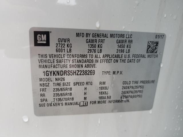 2017 Cadillac Xt5 Luxury VIN: 1GYKNDRS5HZ238269 Lot: 56601834