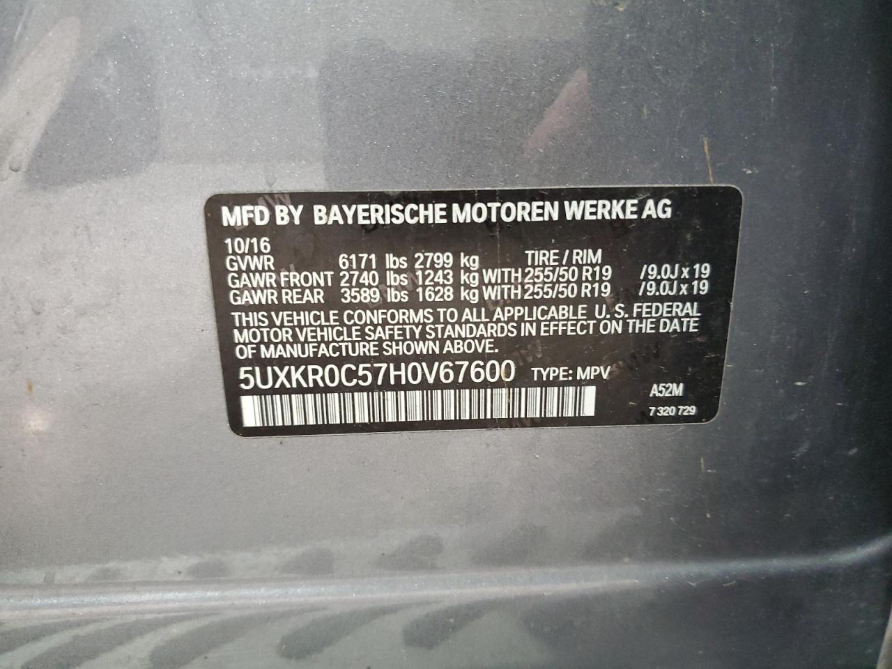 5UXKR0C57H0V67600 2017 BMW X5 xDrive35I