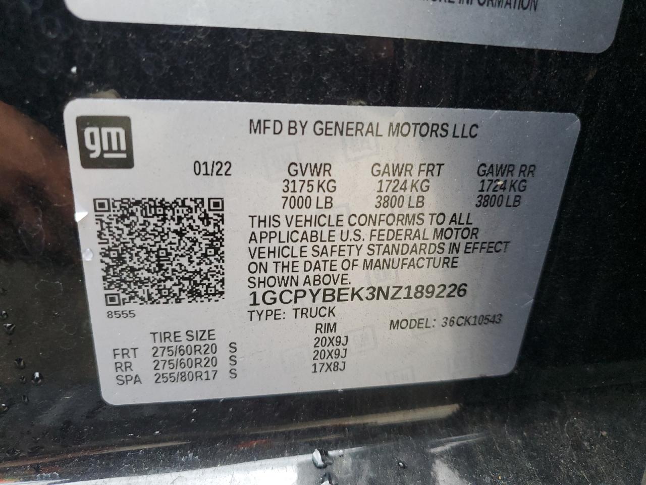 1GCPYBEK3NZ189226 2022 Chevrolet Silverado Ltd K1500 Custom