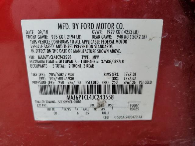 2018 Ford Ecosport Ses VIN: MAJ6P1CL4JC243558 Lot: 60860864