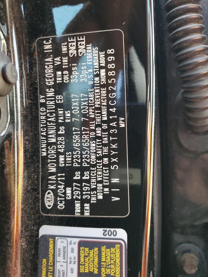 5XYKT3A14CG258898 2012 Kia Sorento Base