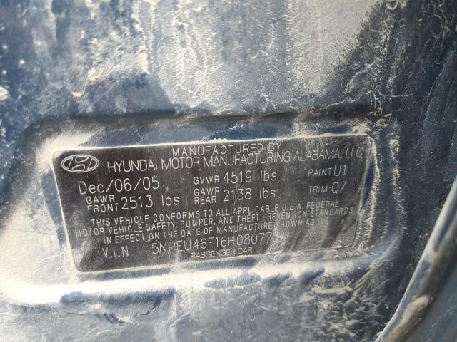 2006 Hyundai Sonata Gls VIN: 5NPEU46F16H080773 Lot: 57640584